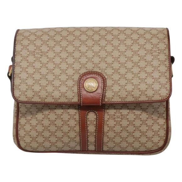 CELINE Macadam Canvas Shoulder Bag PVC Beige Gold Auth bs24047 - Picture 2 of 16